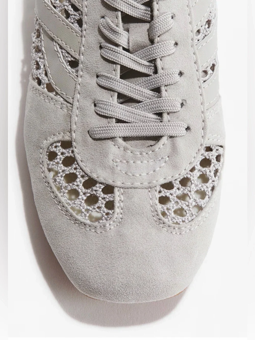 H&M Crochet Look Light Gray Sneakers Size 10 NWT